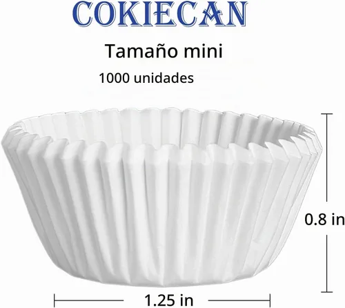 Vista 2 de 1000 Piezas Forros Blancos Mini para Cupcakes Forros Pequeños para Muffins Sin Olor Premium Papel Antiadherente Envoltorios para Cupcakes Tazas