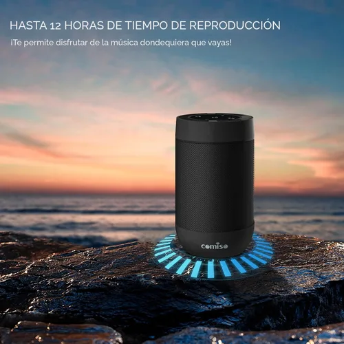 Vista 5 de Altavoz Bluetooth, altavoces Bluetooth portátiles con emparejamiento estéreo inalámbrico, micrófono integrado, sonido HD de 360°, altavoz