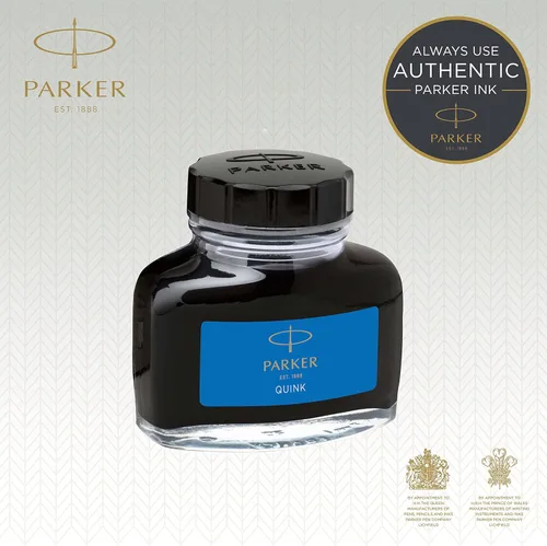 Vista 2 de Parker Pluma estilográfica de tinta líquida embotellada, 1.9 fl oz, en blíster, lavable azul