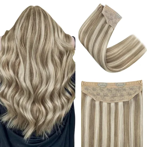 Vista 53 de Easyouth - Extensiones de cabello con alambre rubio, extensiones de cabello humano real, reflejos rubios ceniza, extensión de cabello rubio con hilo