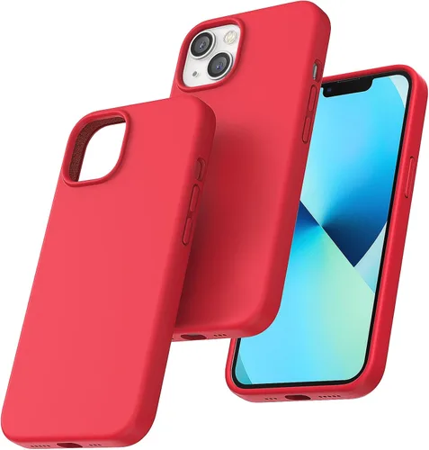 Vista 8 de TOCOL Funda 5 en 1 para iPhone 13, con 2 protectores de pantalla + 2 protectores de lente de cámara, funda de silicona líquida para iPhone 13, verde