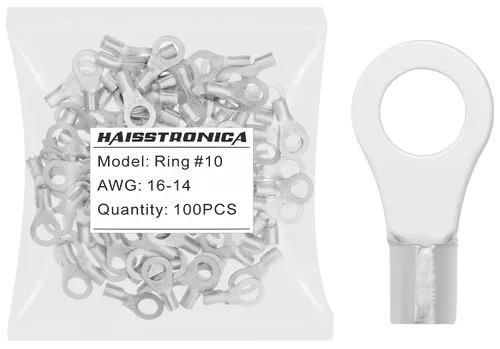 Vista 42 de haisstronica Conectores de Alambre No Aislados, Kit de 30 piezas de Terminales de Anillo de 1/4", Cobre con Costura Soldada AWG 8