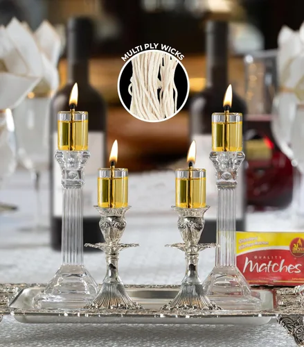 Vista 6 de Ner Mitzvah Mechas de algodón natural sin humo, 50 unidades (aproximadamente) de 58 capas de grosor medio para velas de taza de aceite, mechas