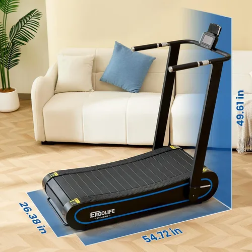 Vista 9 de ERGOLIFE Curved Treadmill with Non-Electric Motorized, 2-in-1 Folding Treadmill with APP for Home Workout, Compact Manual Walking Pad, Office