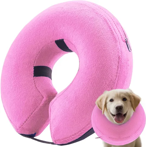 Vista 6 de Cono inflable para perro (tamaño M), alternativa al cono de perro de tamaño mediano, collar de recuperación protector suave, cómodo collar isabelino