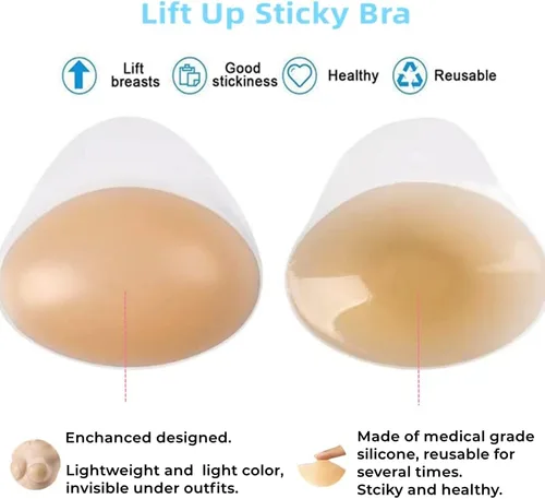 Vista 2 de LSAMWNWP Push Up Nipple Covers Breast Lift tape Reusable Silicone Bra Pasties Petals Strapless Adhesive bras for Women