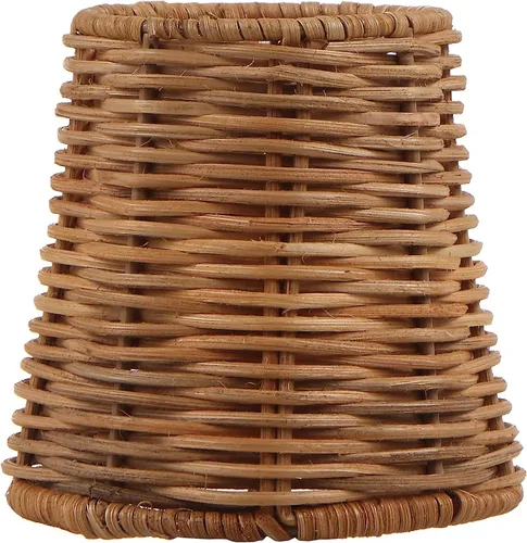Vista 4 de Aspen Creative 51007, pantalla para lámpara de araña con clip, estilo imperio, de ratán natural, 7,6 cm de parte superior x 10,2 cm de parte