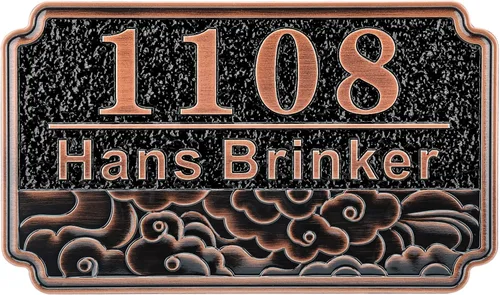 Vista 52 de Letrero de dirección fundido personalizado con número de casa, placa de dirección de casa de 12 pulgadas, letrero de número de Steet House