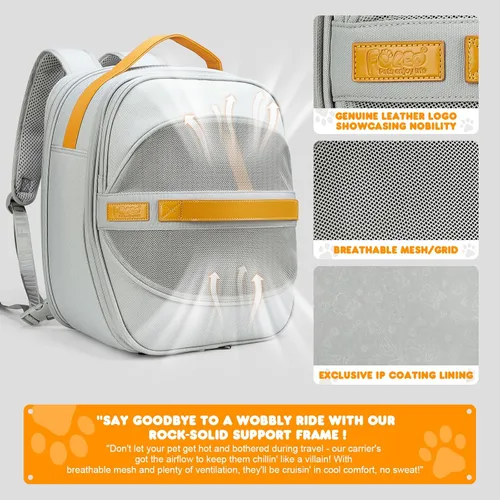 Vista 2 de Pet Carrier Backpack - Breathable Mesh Soft Cat Carrier for Small Dogs and Cats -Travel Outdoor Cat Backpack Bag - airline approved Dog Carrier