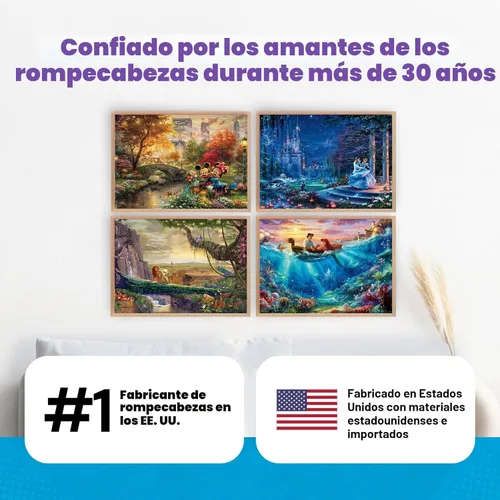 Vista 6 de Ceaco - Paquete múltiple 4 en 1 - Thomas Kinkade - Colección Disney Dreams - Cenicienta, El Rey León, Mickey y Minnie y La Sirenita - (4)