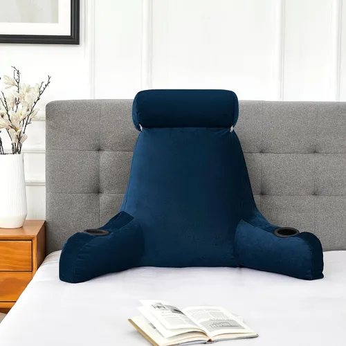 Sweet Home Collection Almohada de lectura extra grande máxima comodidad y apoyo para reposo en cama con portavasos
