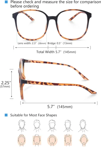 Vista 2 de Blue Light Blocking Glasses Oversized - Phones TV Eyeglasses for Women Men, Anti Eyestrain&Glare Computer Glasses