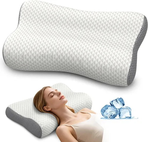 Vista 9 de Almohada cervical para el cuello, almohadas de espuma viscoelástica de contorno para aliviar el dolor de cuello, almohada ergonómica para dormir