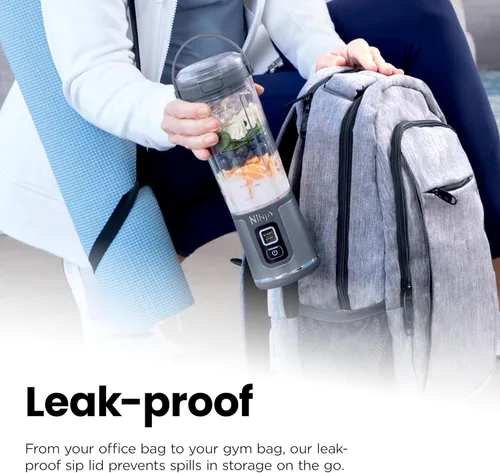 Vista 6 de Ninja BC151EM Blast Licuadora Portátil, Sin Cable, Recipiente de 18oz, Licuadora Personal para Batidos y Licuados, Libre de BPA, Tapa Hermética