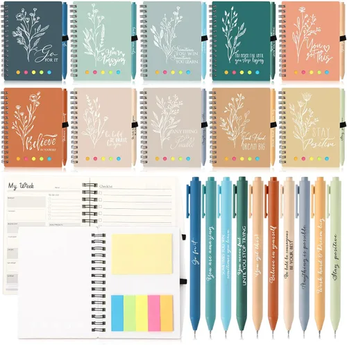 Vista 9 de Dispowreath 20 Sets/40 Pcs Employee Appreciation Gifts Bulk A6 Inspirational Journal with Ballpoint Pen and Sticky Note Thank You Notebook for Staff