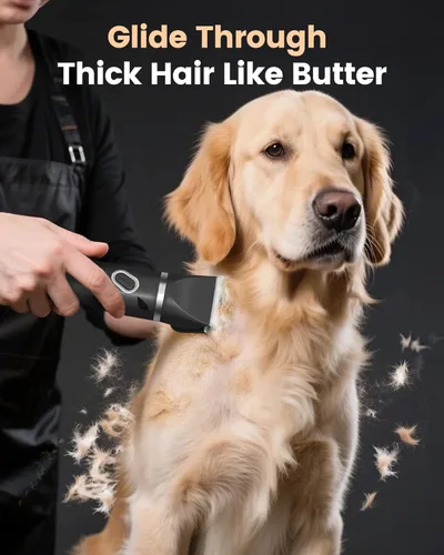 Vista 2 de PAPMINI Kit de aseo para perros 4 en 1 para cabello grueso, 2000 mAh resistente para peluquería, recortadora de patas de bajo ruido de 2 velocidades