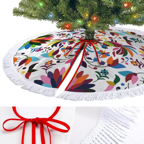 Vista 6 de Faldas de árbol de Navidad para decoración de Navidad, estilo mexicano, brillante, 48 pulgadas