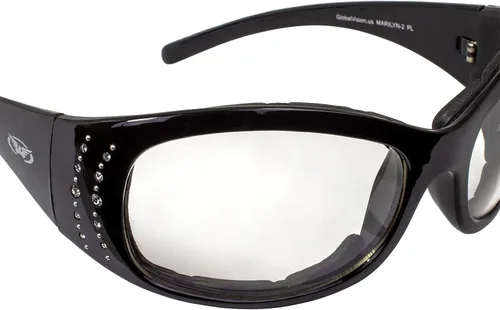 Vista 5 de Global Vision Marilyn 2 Plus - Gafas de motocicleta acolchadas para mujer, 4 pares con lentes transparente, ahumado, espejo de conducción y espejo