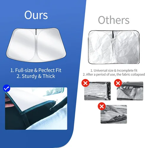 Vista 3 de Parasol mejorado, tela de protección UV mejorada, parasol frontal plegable, accesorios personalizados para Tesla Model 3/Y/Y Juniper 2016 a 2026