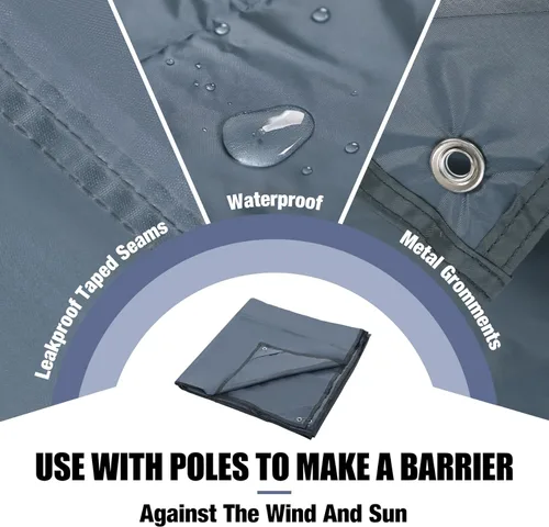 Vista 3 de REDCAMP Lona impermeable para acampar, gris/verde 4 en 1 multifuncional tienda de campaña para acampar, senderismo, mochileros