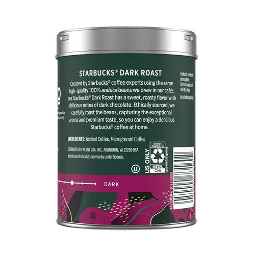 Vista 8 de Starbucks Café instantáneo premium, café tostado oscuro, granos arábica, tres latas de 3.17 onzas