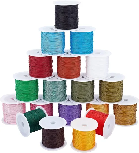 arricraft Cordón de poliéster de 19 colores, cuerda redonda de cuentas de 0.020 in (0.02 pulgadas), alambre anudado para nudos chinos, kumihimo,