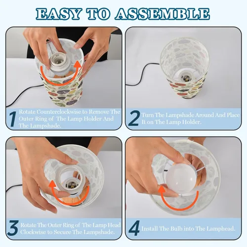 Vista 4 de Vegetable Retro Dimmable Bedside Touch Lamps with Charging Ports for Living Room Bedroom Nightstand Office Desk, Light Bulb Included