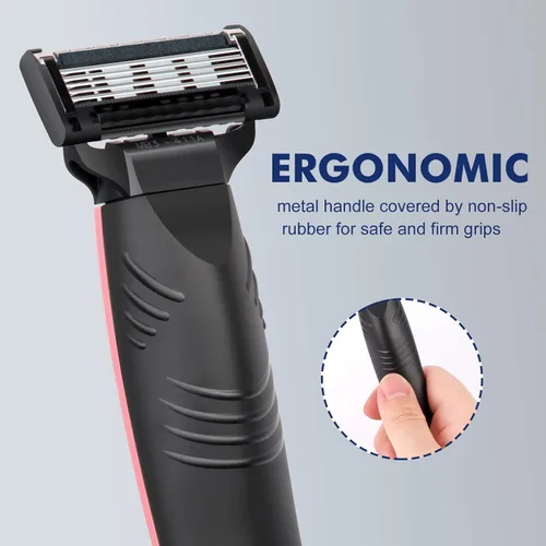 Vista 6 de Arisson Juego de maquinillas de afeitar para hombre, incluye 1 mango de afeitar de diseño ergonómico, 4 recambios de cuchilla, cubierta de hoja