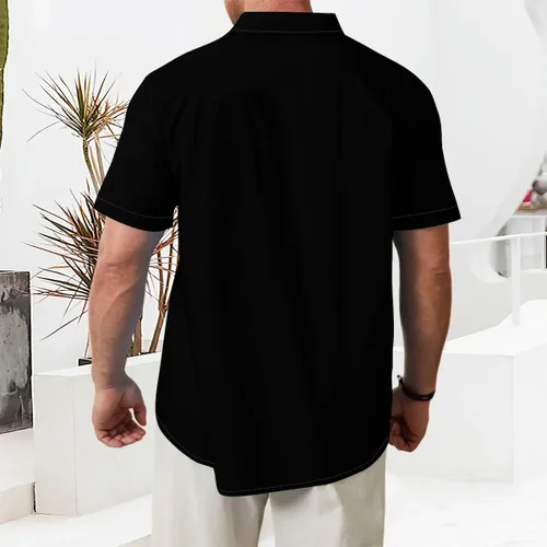 Vista 6 de Camisas casuales de verano para hombre, manga corta, con botones, camisetas de boliche, camisetas de campamento elásticas