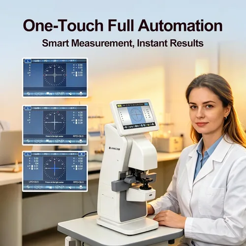 Vista 4 de Optometría de lente automática con carcasa de aluminio Lente de función completa Focimeter Medidor de lente con pantalla táctil HD de 7 pulgadas