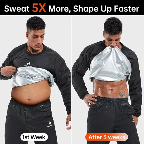 Vista 2 de HOTSUIT Traje de sauna para hombre, traje de sudor, chaqueta de entrenamiento duradera para gimnasio