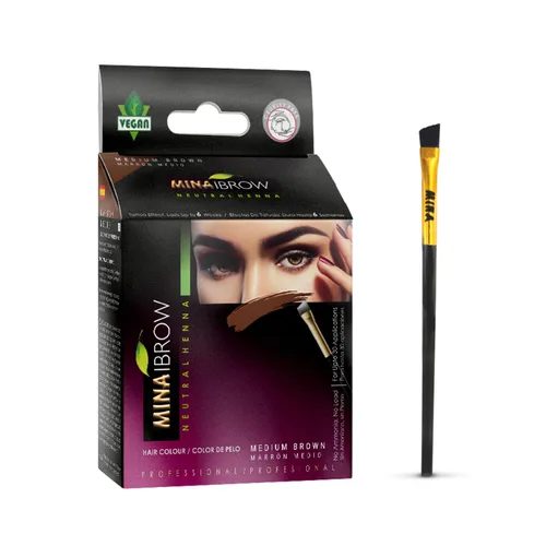 Vista 7 de Kit de tinte negro MinaiBrow Polvo de coloración natural con dos cepillos biselados, resistente al agua y a las manchas, tinte instantáneo