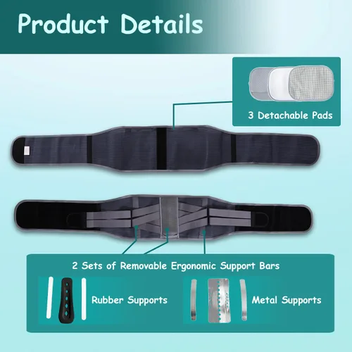 Vista 5 de King Mills Soporte de espalda de talla grande para dolor de espalda baja, soporte de vientre obeso transpirable para ciática, dolor de espalda