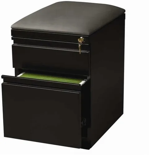 Hirsh - Archivador de pedestal móvil de 20 pulgadas de profundidad, caja de 2 cajones, cojín negro, negro