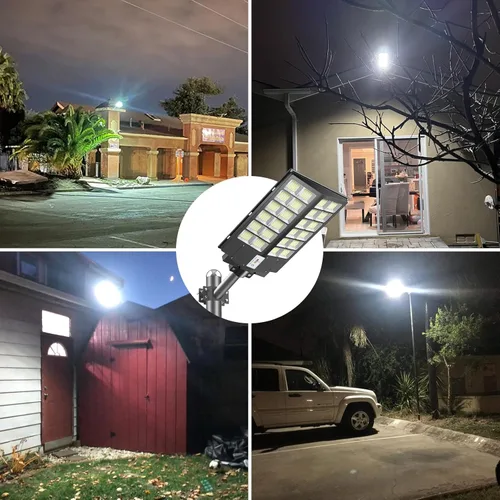 Vista 7 de Deepn Luz solar de calle de 8000 W, 480000 lúmenes, luces de inundación LED del atardecer al amanecer, sensor de movimiento al aire libre, IP66