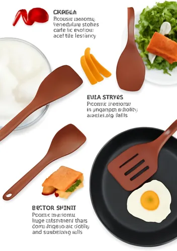 Vista 4 de NutriChef Juego de utensilios de cocina de cocina, incluye espátula sólida, tenedor para pasta, cuchara sólida, cuchara ranurada y asiento