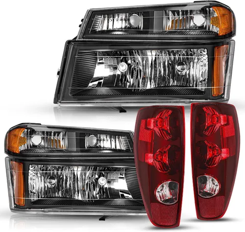TUSDAR Juego de par de conjunto de luces delanteras y traseras para Chevy Colorado/GMC Canyon 2004-2012, estilo OE de fábrica, reemplazo con carcasa