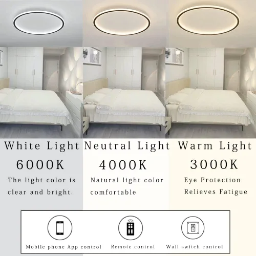 Vista 2 de Lámpara de techo LED regulable de montaje empotrado, lámpara de techo empotrada redonda moderna de 20 pulgadas con ajuste de aplicación