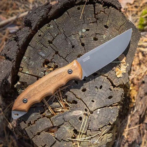 Vista 8 de BPSKNIVES HK4 CSH - Cuchillo de acero al carbono de hoja fija - Cuchillo de espiga completa con funda de cuero - Cuchillo táctico de supervivencia