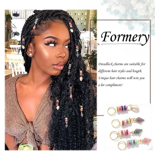 Vista 6 de Formery Dijes para el cabello, trenzas de concha dorada, joyería de concha de mar, rastas africanas, accesorios para mujeres negras (10 unidades)