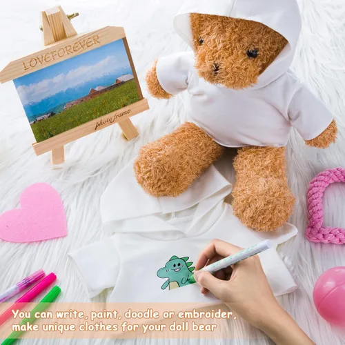 Vista 7 de 18 piezas de ropa de oso de peluche, camiseta de oso en blanco para sublimación, camisetas de muñeca de animales de peluche, sudadera básica