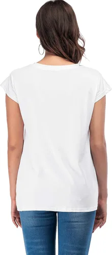 Vista 4 de MSHING Camisetas casuales de manga corta con cuello en V para mujer, holgadas, básicas, lindas camisetas
