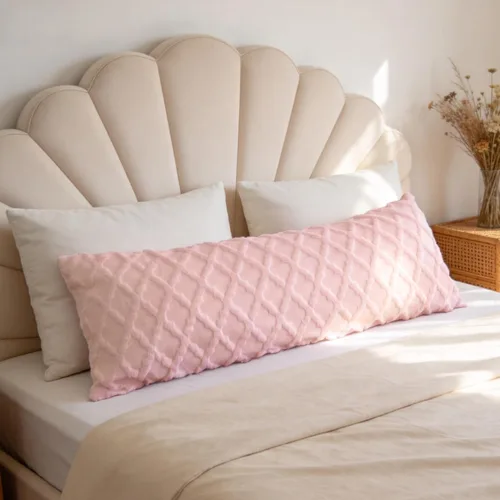 Vista 10 de Funda de almohada corporal en patrón de terciopelo gofre, funda de almohada corporal beige con cremallera de 21 x 54 pulgadas, 1 pieza, adecuada