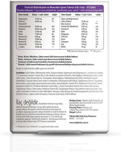 Vista 2 de Vitabiotics Perfectil Tablets Piel Saludable Cabello y Uñas 30 Tabletas