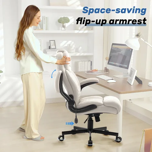 Vista 8 de Silla de oficina grande y alta de 550 libras, cómoda silla ejecutiva resistente con soporte lumbar ajustable, ruedas de doble espacio, asiento