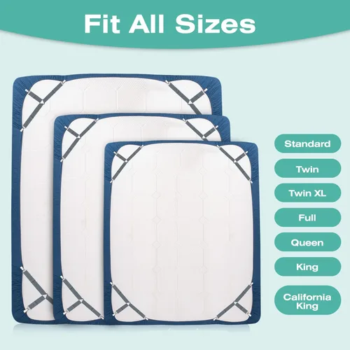Vista 8 de Correas para sábanas, clips para sábanas fáciles de instalar, clips para sábanas bajeras, dile adiós a las sábanas desordenadas (gris, 8 piezas)