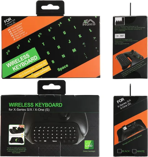 Vista 8 de MoKo Green Backlight Keyboard for Xbox One Controller, Xbox Series XS, Wireless Gaming Chatpad Keypad with USB Receiver&3.5mm Audio Jack, Xbox