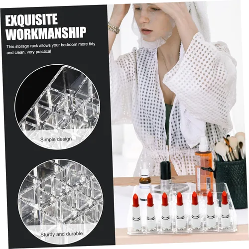 Vista 8 de Vaguelly Acrylic Lipstick Holder 26-Grid Makeup Organizer for Vanity Delicate Lipstick Rack Dustproof Design for Beauty Enthusiasts