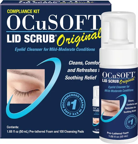 OCuSOFT Kit de Cumplimiento Original Lid Scrub - Limpiador de párpados con espuma instantánea y toallitas sin pelusa - Kit diario de párpados para