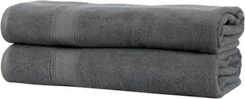 Vista 2 de HILLFAIR Juego de 2 toallas de baño extragrandes de 100 % algodón, de 40 x 80 pulgadas, de 21.16 oz/m², suaves, altamente absorbentes, de secado